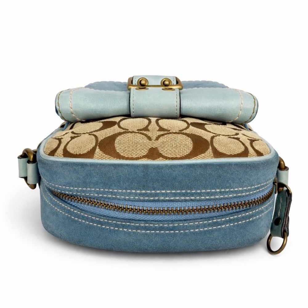 Coach 7062 Y2K Blue Suede & Signature Canvas Crossbody Rare Colorblock EUC - Picture 9 of 11